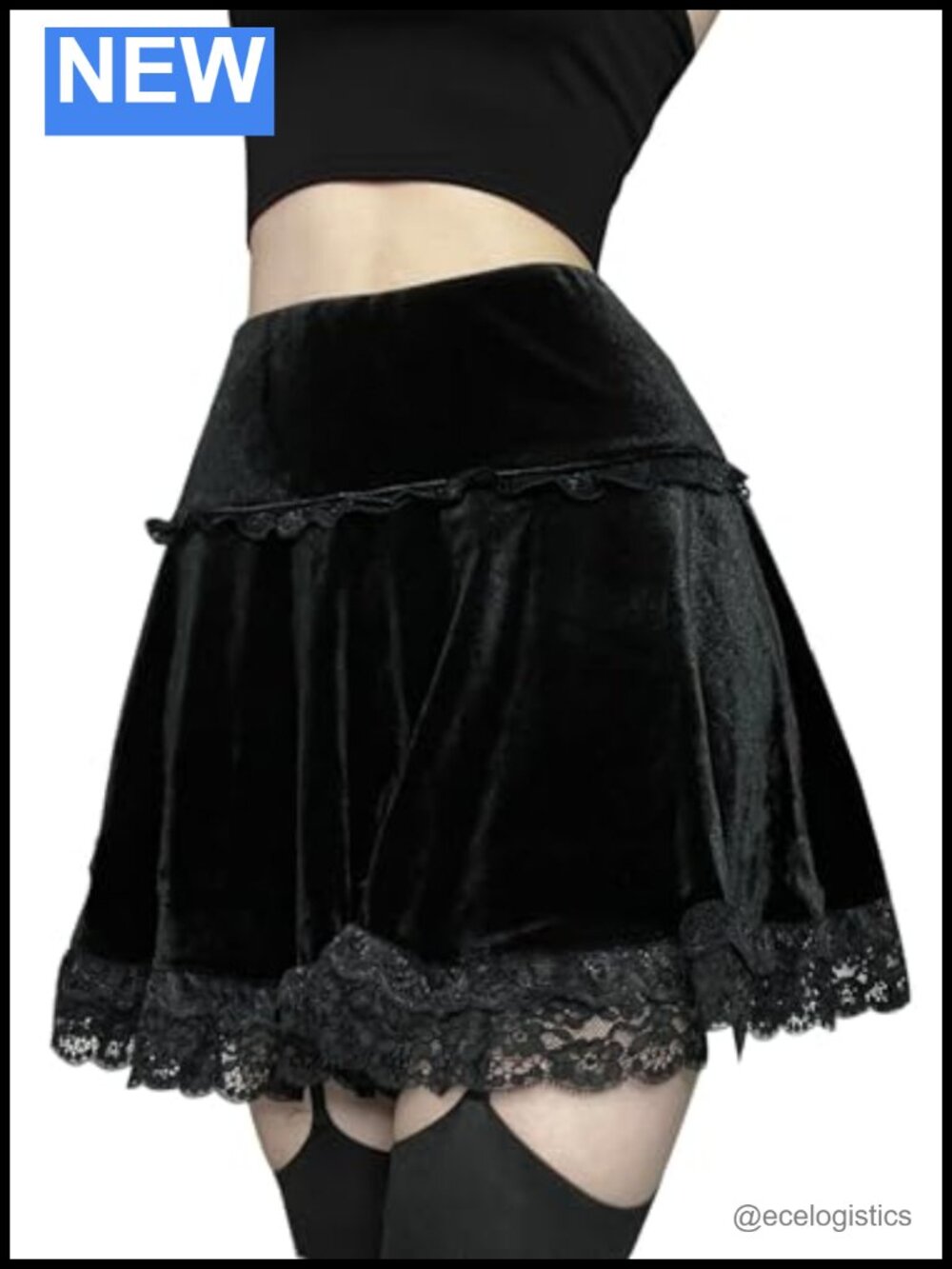 Women's Gothic Velvet Mini Skirt High Waist Punk Grunge A-Line Emo Skirt